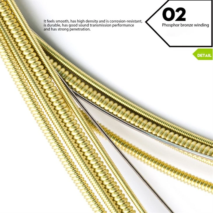Height TX Acoustic Guitar Strings - Hex Carbon Steel, 75/25 Bronze, Anti-Rust, Bright Sound (1047/1152/1253)